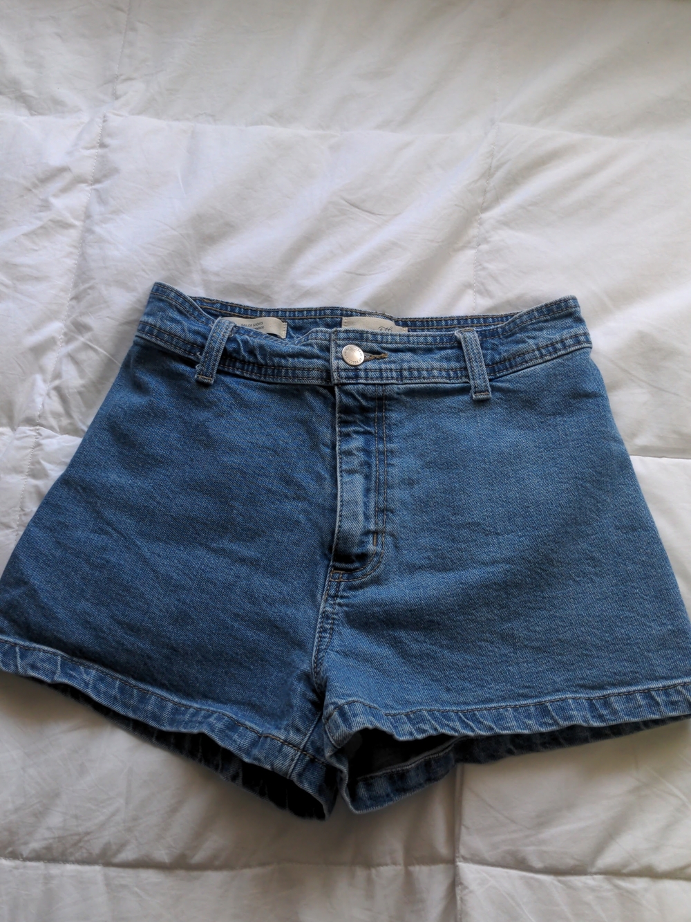 High-Rise Blue Denim Jean - Sailor Shorts for Women